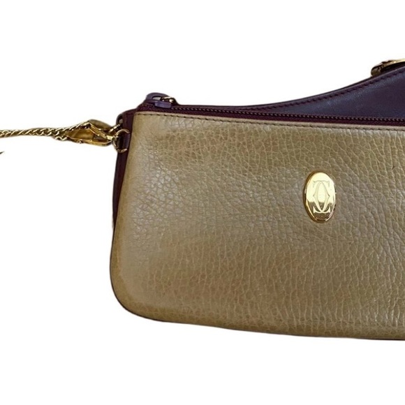 Cartier Burgundy and Two-Tone Wristlets/Pouches with Gold Hardware and Chain - Picture 2 of 8